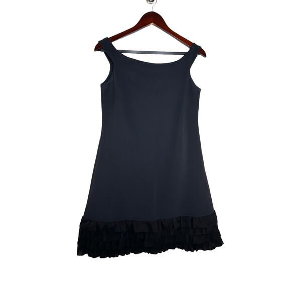 Chiara Boni Mini Dress Size 8 Black Cocktail Retro A-Line Rigmore Illusion Italy - Picture 2 of 10